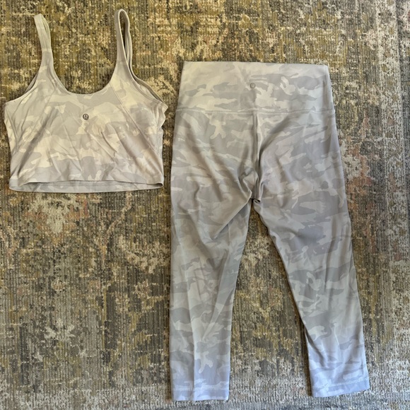 lululemon athletica Pants - Lululemon White Camo Workout Set Align Tank Top Wunder Under High Rise Leggings